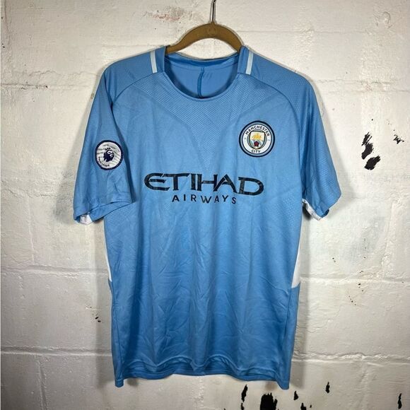 MANCHESTER CITY ENGLAND 2017/2018 HOME FOOTBALL SHIRT JERSEY - Picture 1 of 9